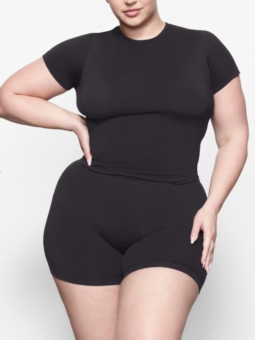 SKIMS Black Seamless Short Sleeve T-Shirt